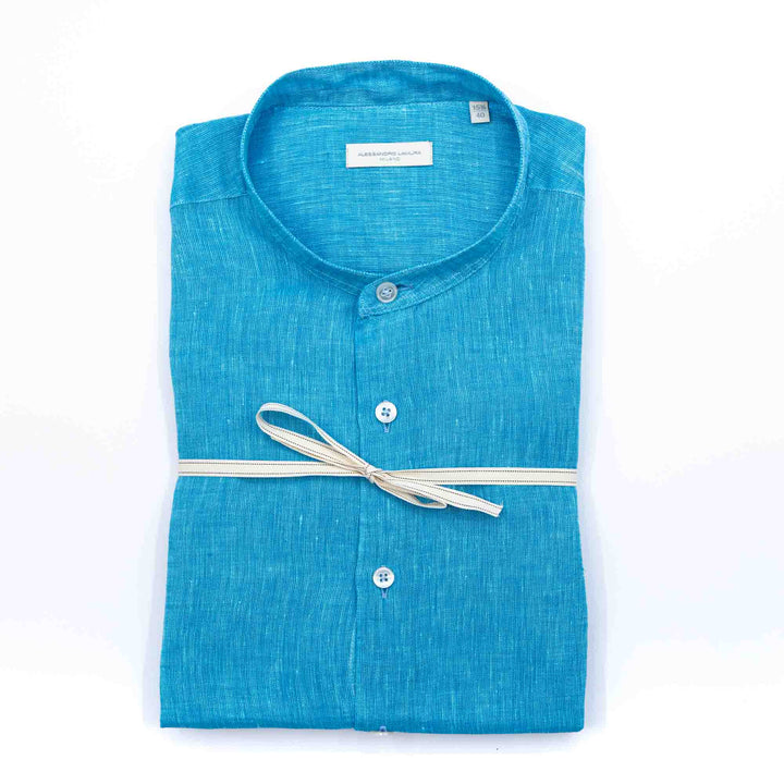 Camicia in Lino con Collo alla Coreana