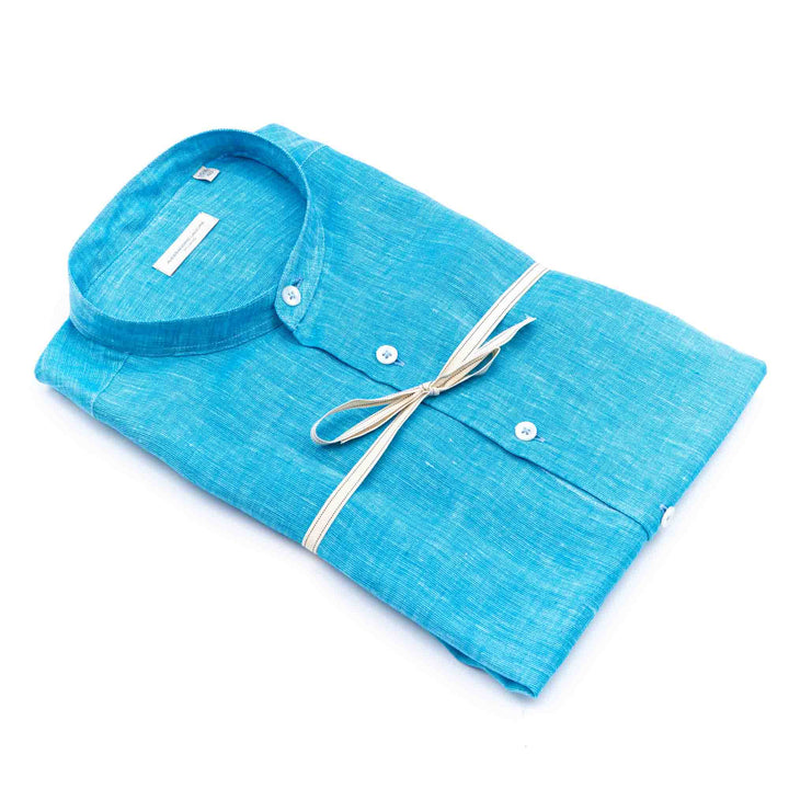 Camicia in Lino con Collo alla Coreana