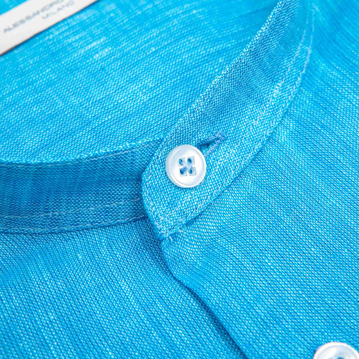 Camicia in Lino con Collo alla Coreana