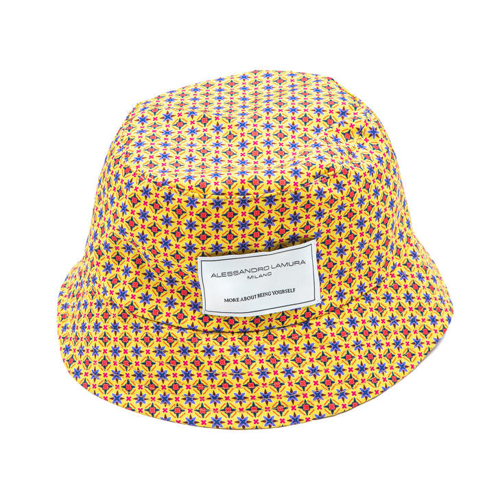 Cappello bucket giallo fantasia geometrica