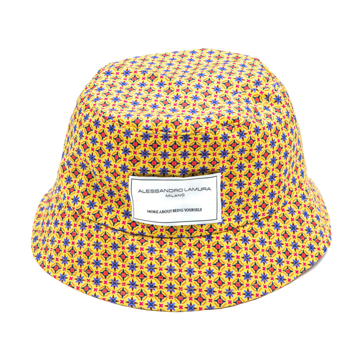 Cappello bucket giallo fantasia geometrica