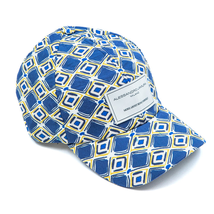 Cappellino da baseball blu fantasia geometrica