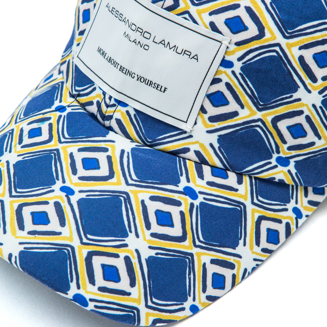 Cappellino da baseball blu fantasia geometrica