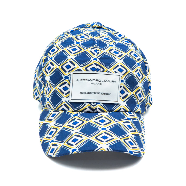 Cappellino da baseball blu fantasia geometrica