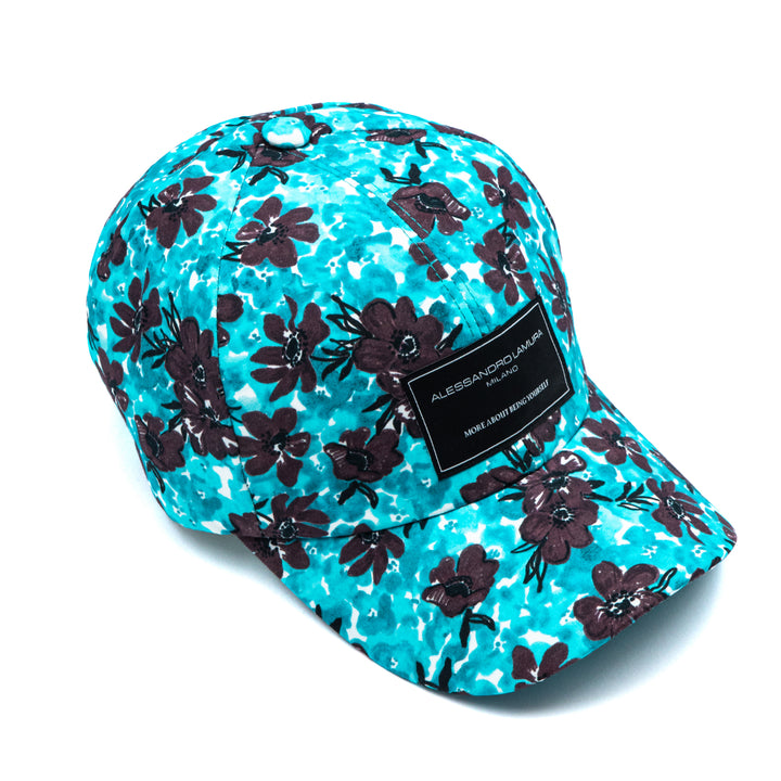 Cappellino da baseball floreale turchese