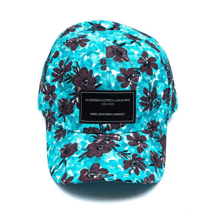 Cappellino da baseball floreale turchese
