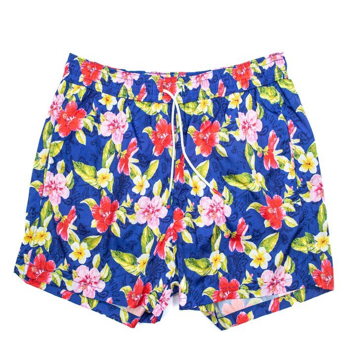 Costume Fantasia Floreale Tropicale su Blu Reale