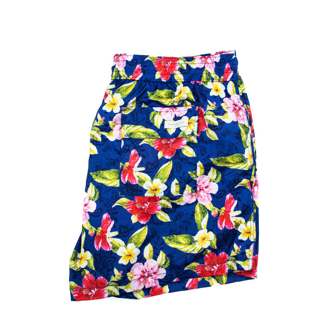 Costume Fantasia Floreale Tropicale su Blu Reale