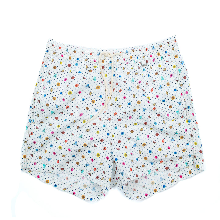 Costume Micro Fiori Multicolor su Fondo Bianco