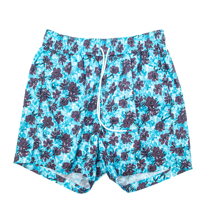 Costume Fiori Bordeaux su Fondo Azzurro Acqua