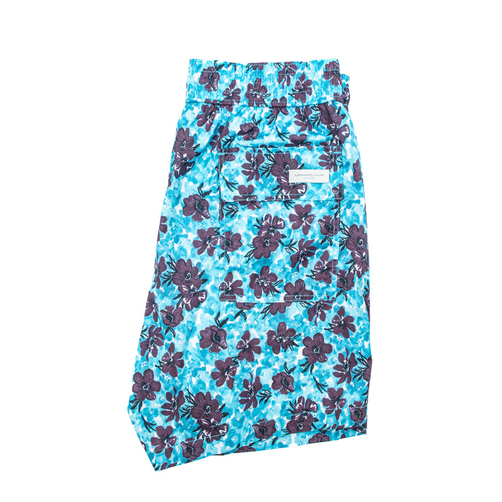 Costume Fiori Bordeaux su Fondo Azzurro Acqua