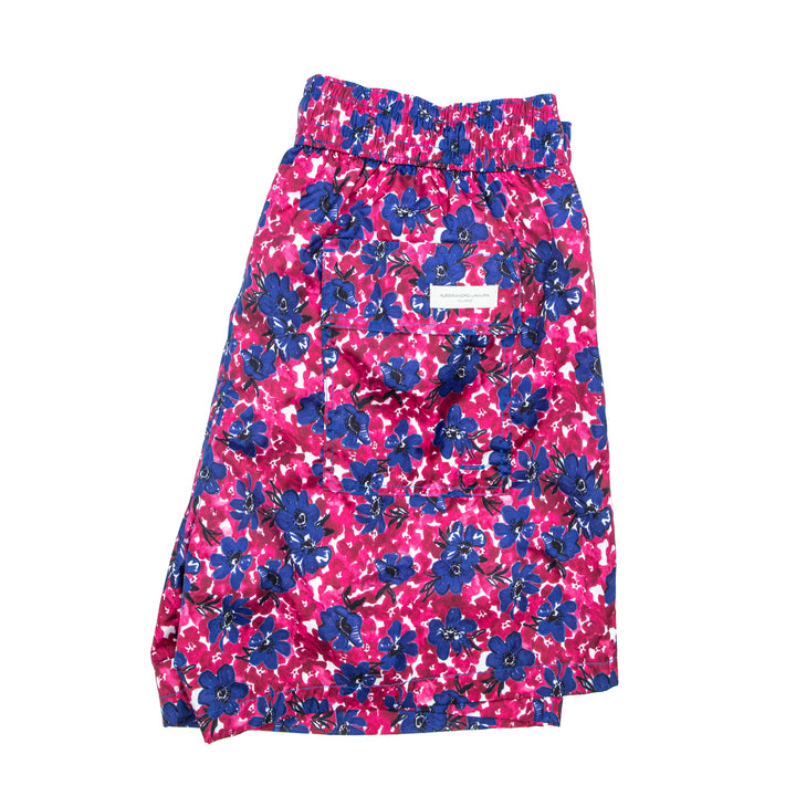 Costume  Fiori Blu su Fondo Fucsia
