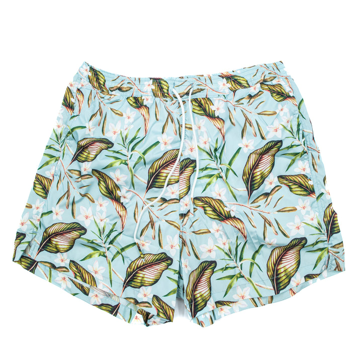 Costume azzurro stampa tropicale
