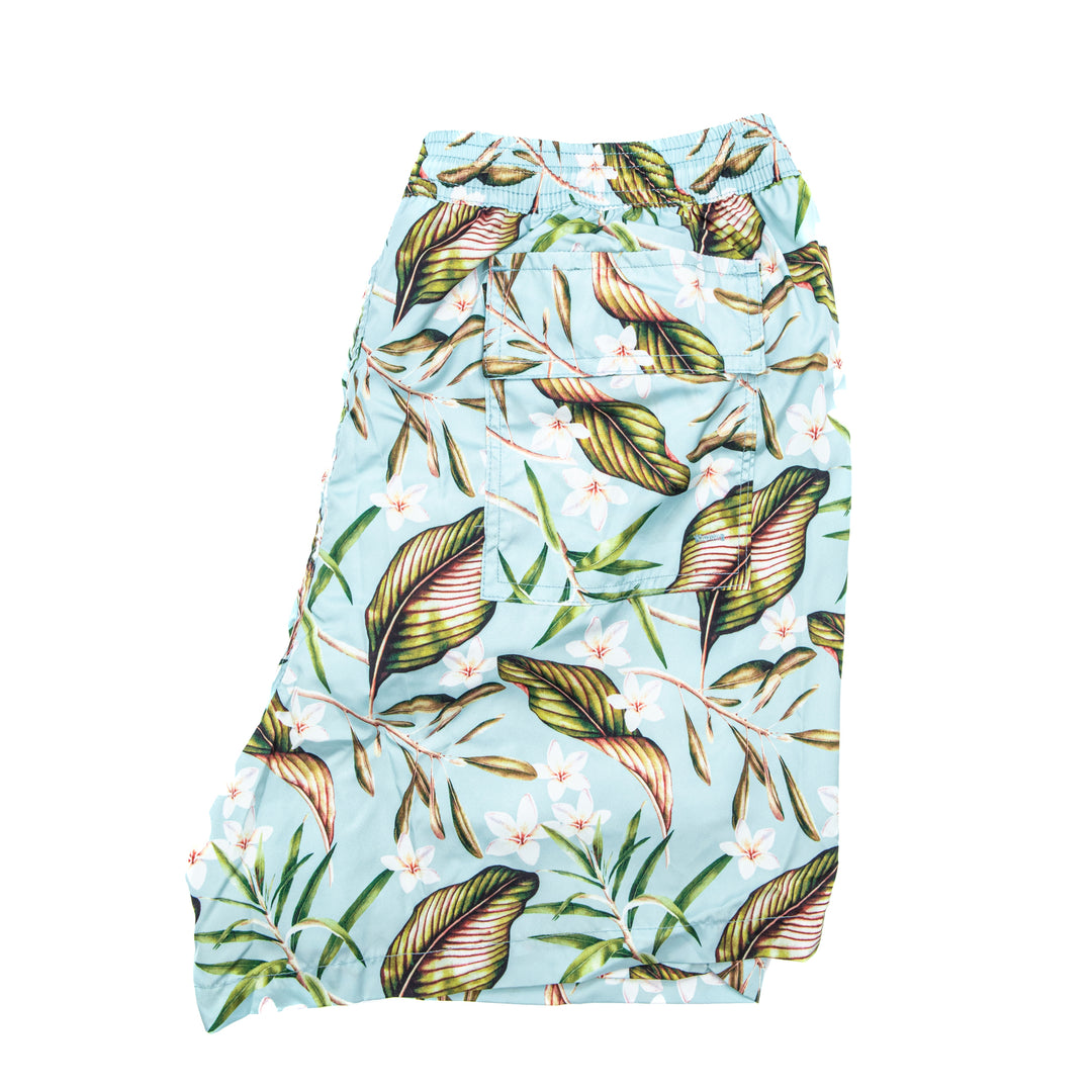Costume azzurro stampa tropicale