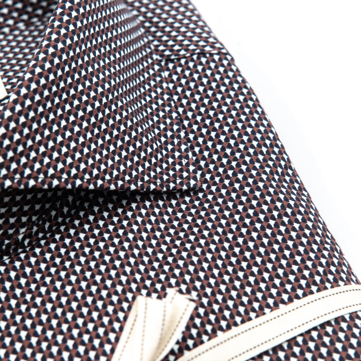 Camicia Fantasia Geometrica Marrone e Celeste