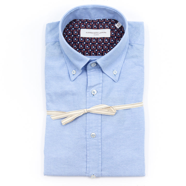 Camicia Oxford Azzurra con Interno Fantasia
