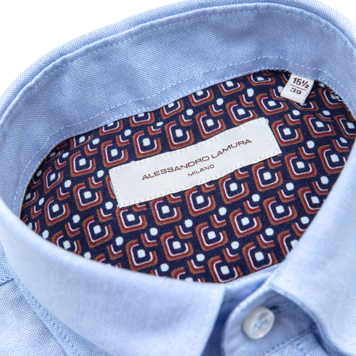 Camicia Oxford Azzurra con Interno Fantasia