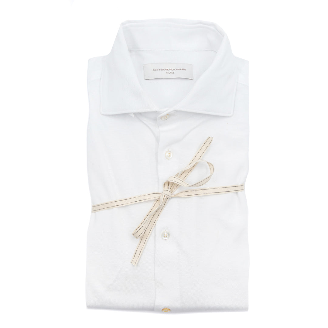 Camicia Tessuto Piqué Bianco