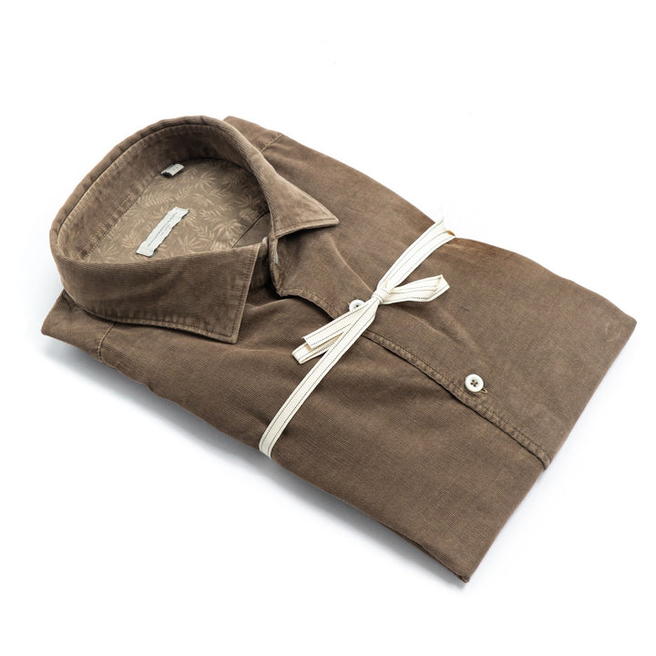 Brown Corduroy Shirt with Leaf Patterned Interior