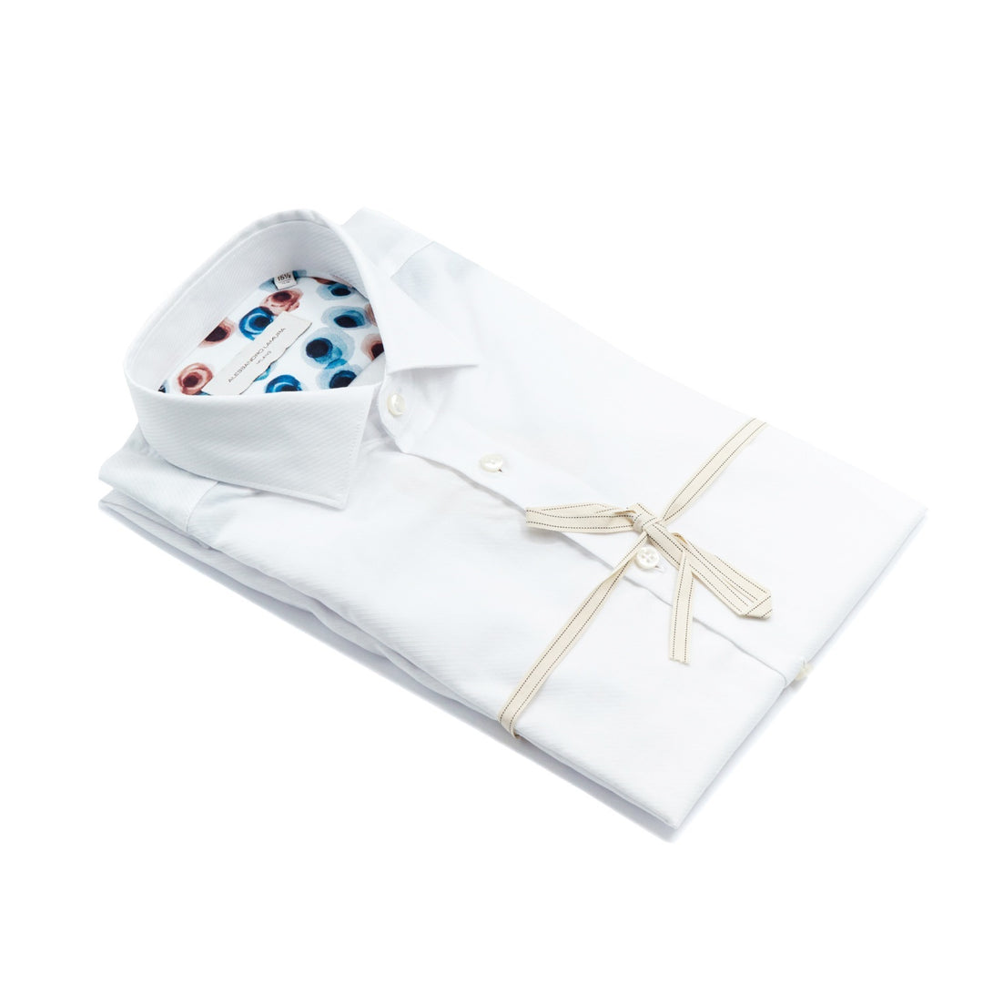White Micro Stripe Shirt with Patterned Interior