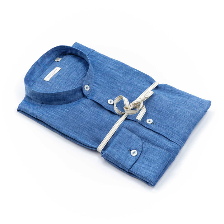 Camicia in Lino con Collo alla Coreana