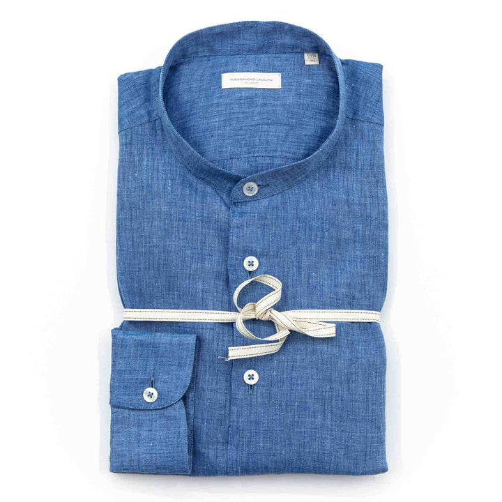 Camicia in Lino con Collo alla Coreana