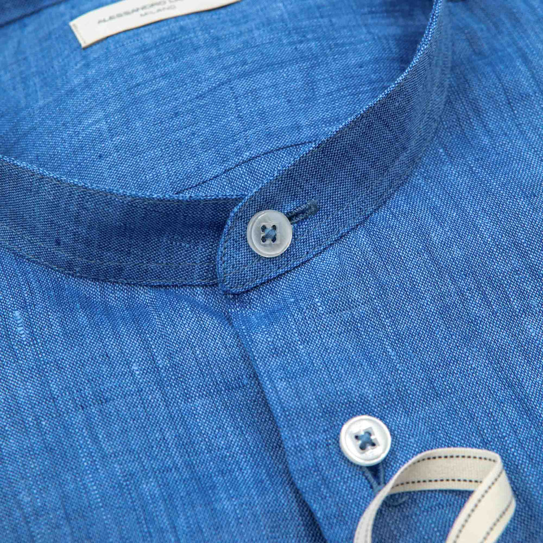 Camicia in Lino con Collo alla Coreana